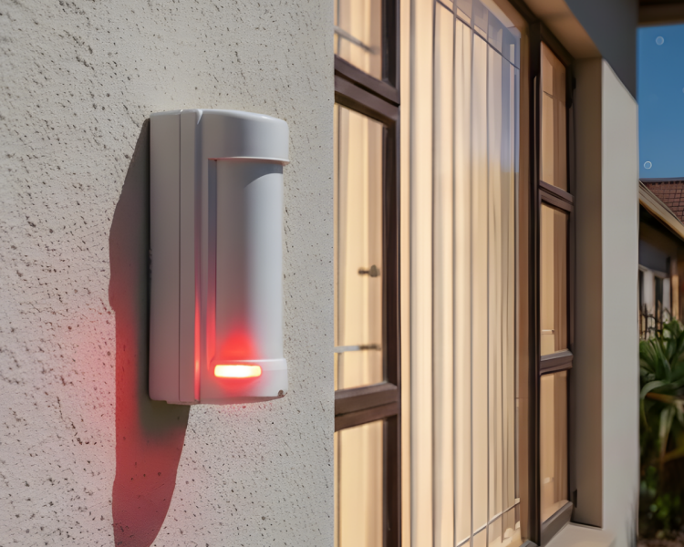 MX-12FRAM installed on the outside wall of a residential building at night